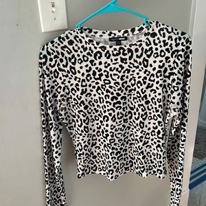 Leopard print white mesh long sleeve